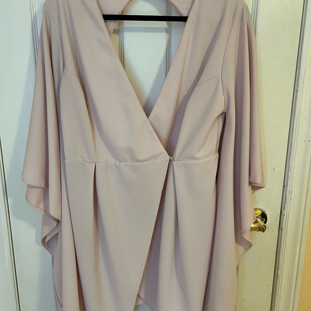 ASOS Light Pink Wrap Dress with Draped Sleeves